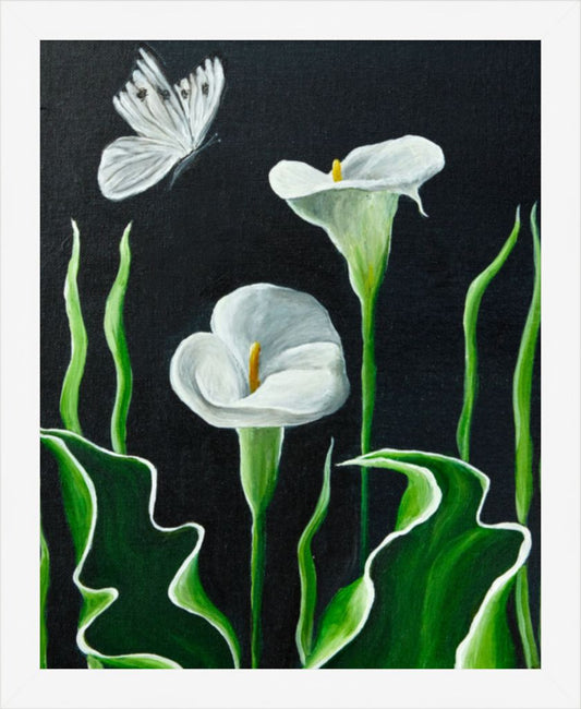 Calla lilies of the Night Auction - 16x20 white frame